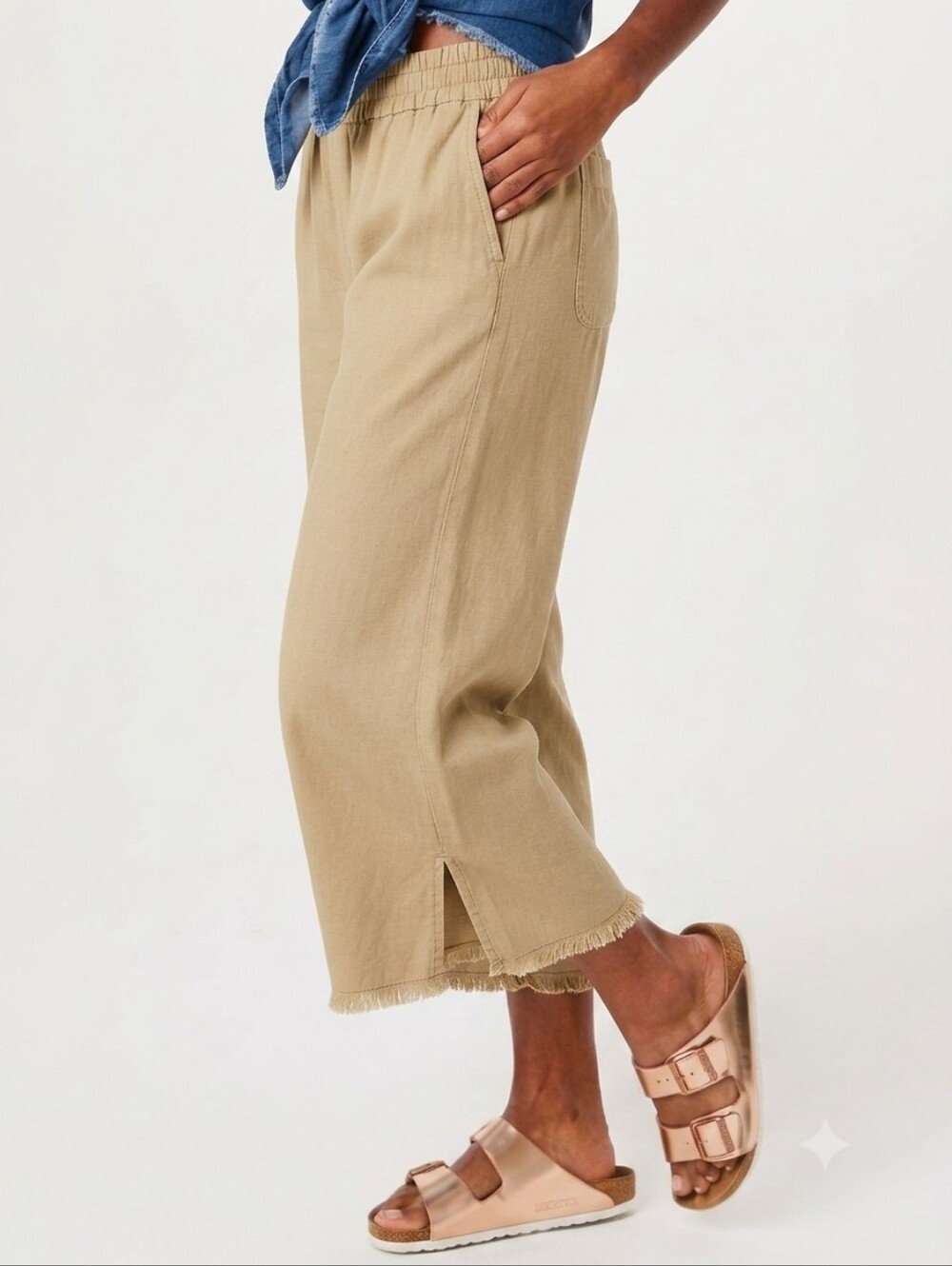 CARVE DESIGNS Riley Tencel Wide Leg Cropped Pants Size Small